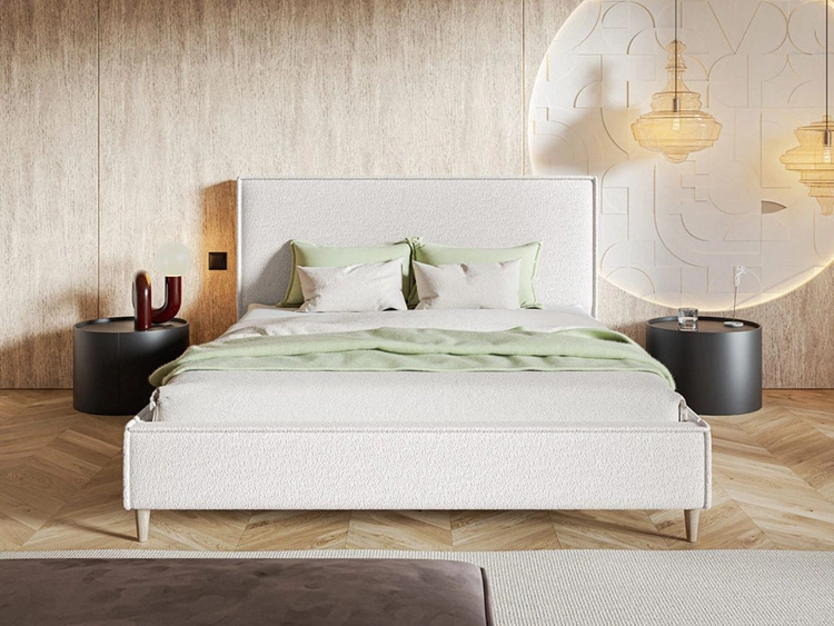 Łóżko tapicerowane ze stelażem 140x200 Grenada Kremowy