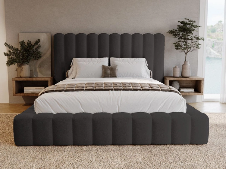 Łóżko tapicerowane z pojemnikiem i stelażem 160x200 cm Rotto Czarne