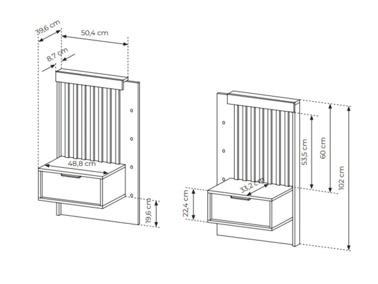 Zestaw dwóch stolików nocnych Turia Dąb Artisan, Antracyt