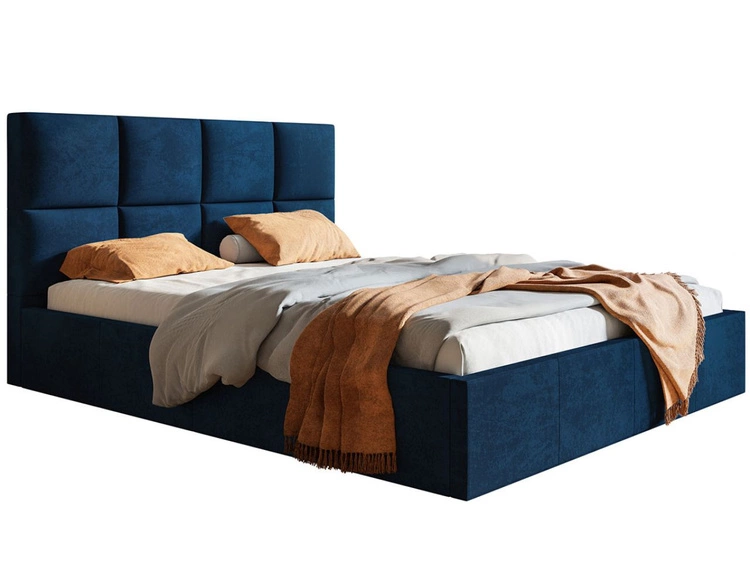 Łóżko tapicerowane z pojemnikiem i stelażem 160x200 Malo ciemnoniebieskie
