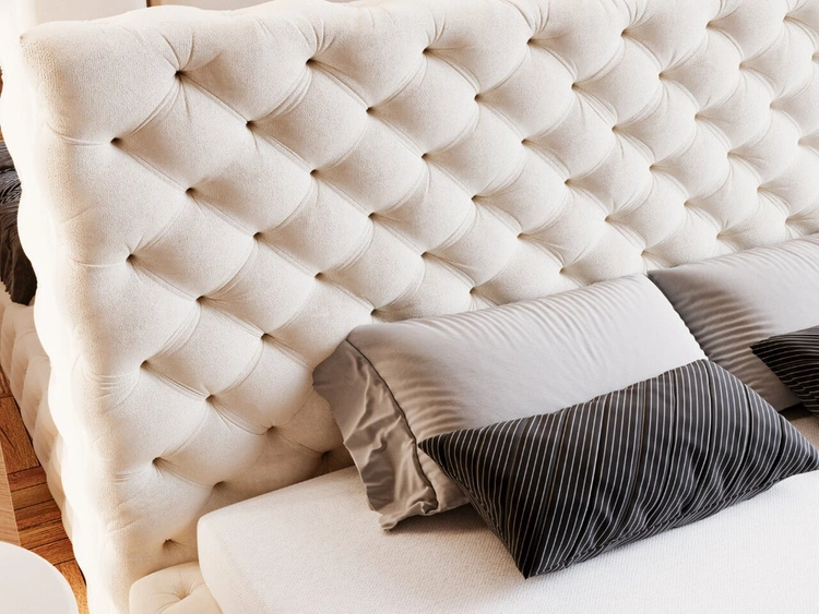 Łóżko tapicerowane z pojemnikiem i stelażem 180x200 Astra Beżowy