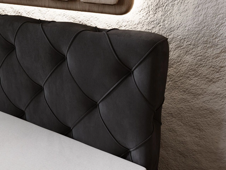 Łóżko kontynentalne z pojemnikiem na pościel 160x200 Napoli Antracytowe