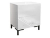 Stolik nocny z dwoma szufladami na czarnych nogach Nuveo Lux Biały Połysk