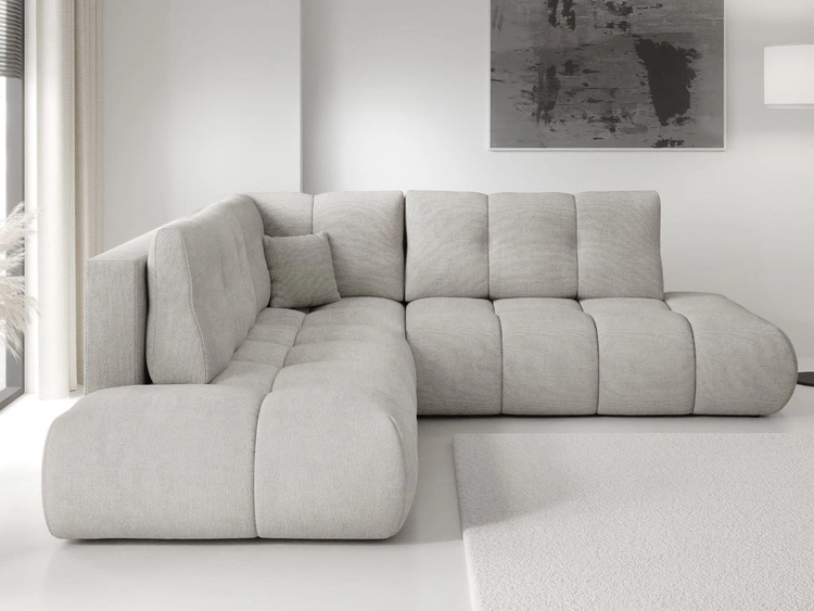 Narożnik z funkcją spania i pojemnikiem Lewy Kair Jasnoszary