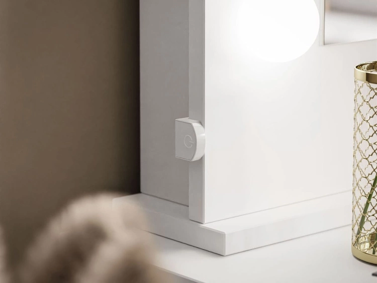 Toaletka glamour z lustrem, szufladami i oświetleniem LED Melo biały połysk