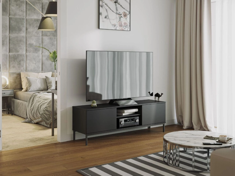 Szafka pod telewizor z drzwiczkami Soroko Czarna
