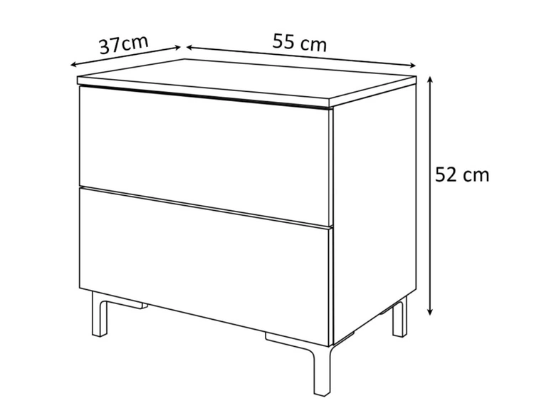 Stolik nocny z dwoma szufladami na czarnych nóżkach Nuveo Kaszmir