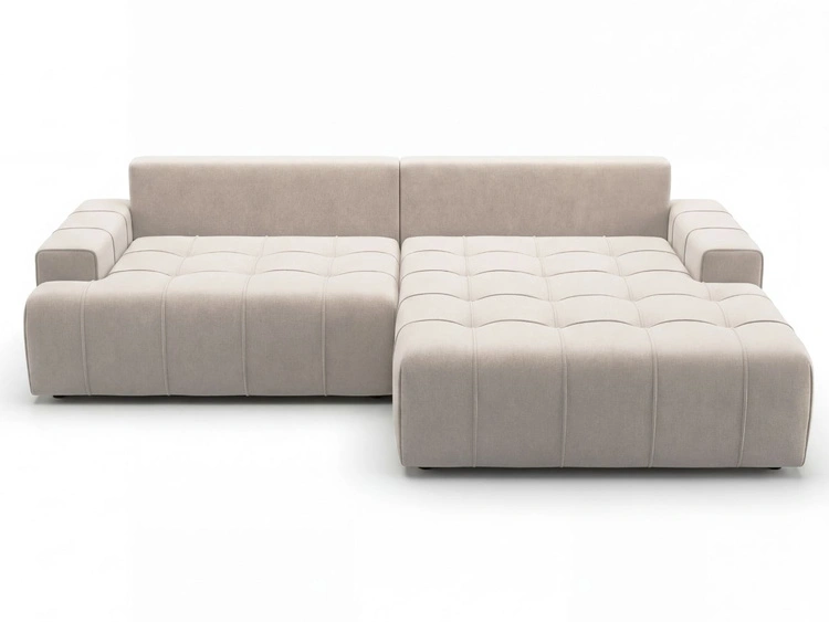 Narożnik L z funkcją spania i pojemnikiem Tulio prawy beżowy