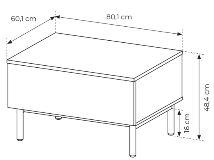 Stolik kawowy Loara Czarny, Dąb Evoke