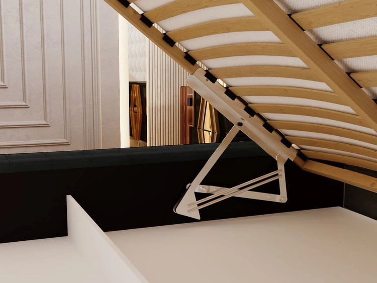 Łóżko tapicerowane z pojemnikiem i stelażem 160x200 Barbados Czarne