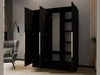 Szafa otwierana z lustrem 150 cm Lucca Czarna z złotymi uchwytami