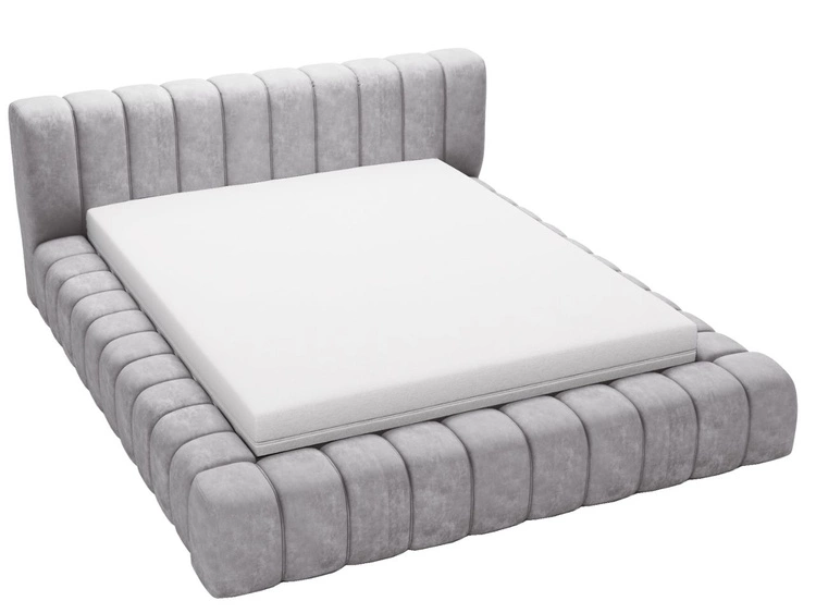 Łóżko tapicerowane z pojemnikiem na pościel i stelażem 160x200 Italia Szare