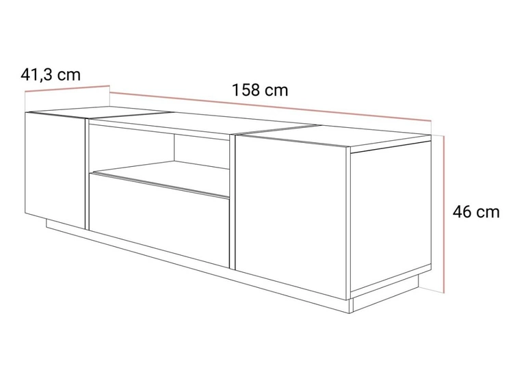 Szafka RTV w stylu glamour dwudrzwiowa z szufladą Lunelie kaszmir połysk