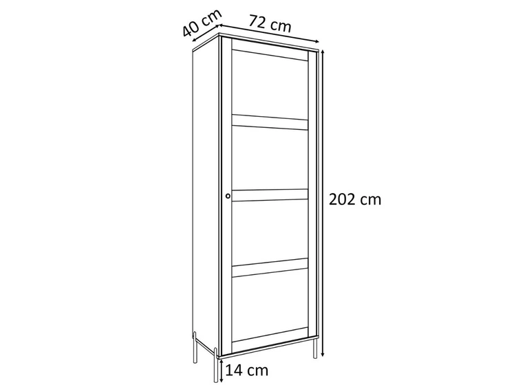 Witryna wąska stojąca w stylu boho Bellance dąb puccini