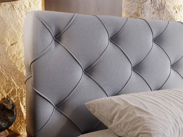 Łóżko tapicerowane z pojemnikiem i stelażem 200x200 Milano Szary