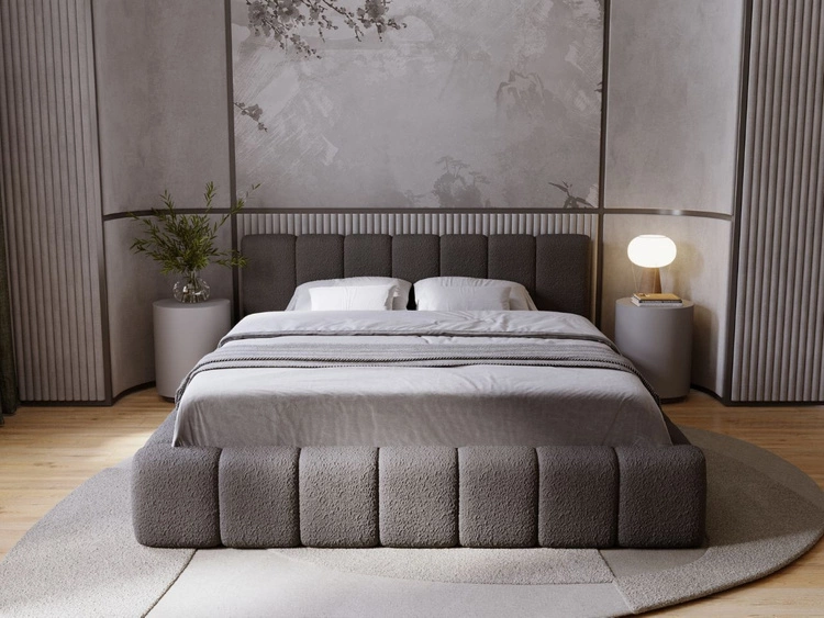 Łóżko tapicerowane z pojemnikiem i stelażem 140x200 Orio czarny