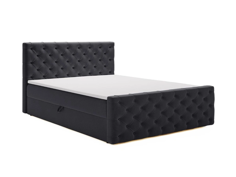 Łóżko kontynentalne z pojemnikiem na pościel 160x200 Montego Ciemnoszare