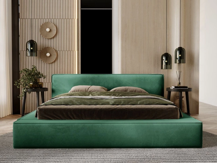 Łóżko tapicerowane z pojemnikiem i stelażem 120x200 Mali Zielone