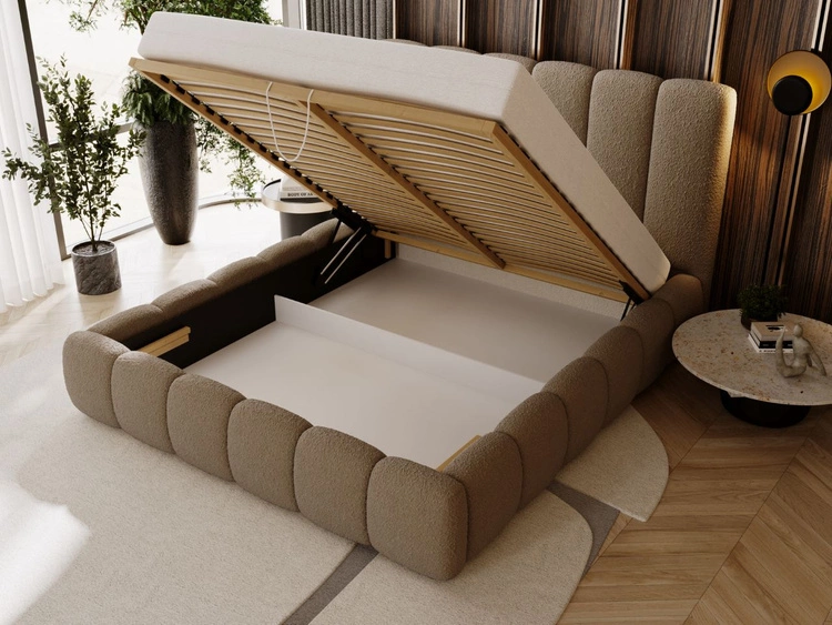 Łóżko tapicerowane z pojemnikiem i stelażem 120x200 Imperial Brązowe