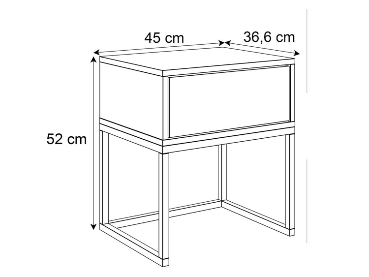 Stolik nocny glamour z szufladą i złotymi nogami Brisa czarny połysk
