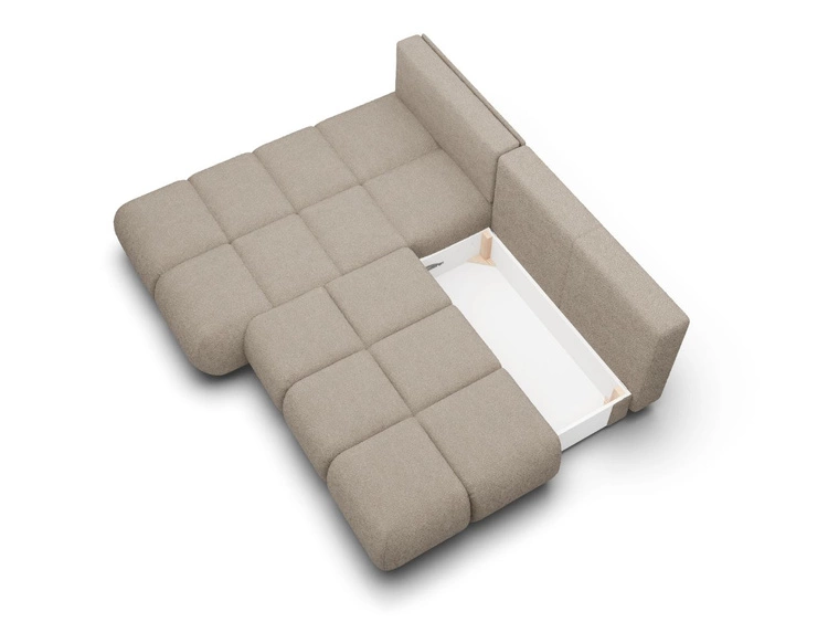 Narożnik z funkcją spania i pojemnikiem Lewy Milet Jasnoszary