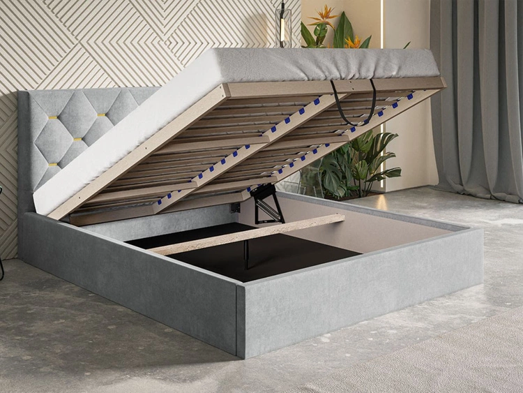 Łóżko tapicerowane z pojemnikiem i stelażem 120x200 Salento zielone