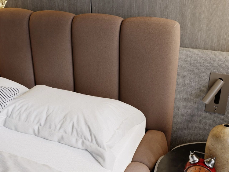 Łóżko tapicerowane bez pojemnika ze stelażem 180x200 Cloud Brązowy