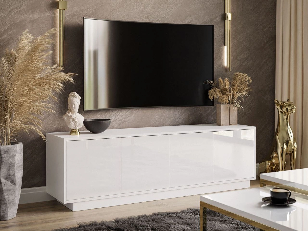 Szafka RTV pod telewizor z drzwiczkami  Vivance Biały połysk