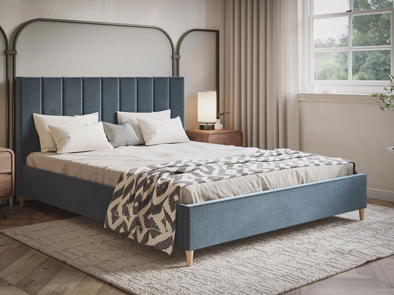 Łóżko tapicerowane ze stelażem 120x200 Snazi Ciemny szary