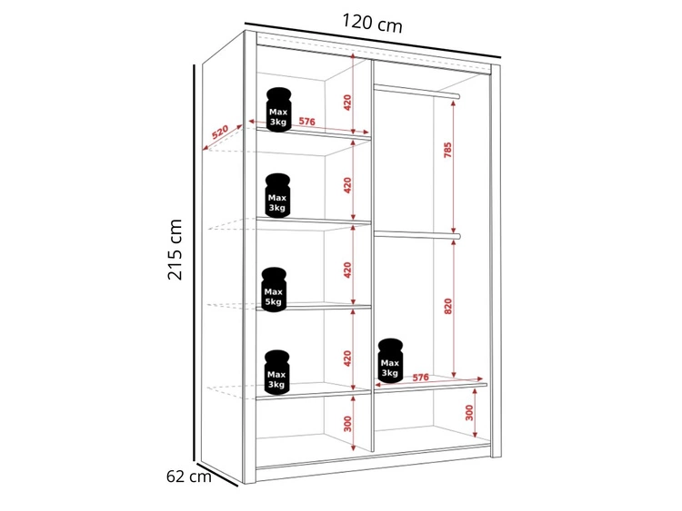 Szafa dwudrzwiowa z drzwiami przesuwnymi 120 Bino Ciemnobrązowa