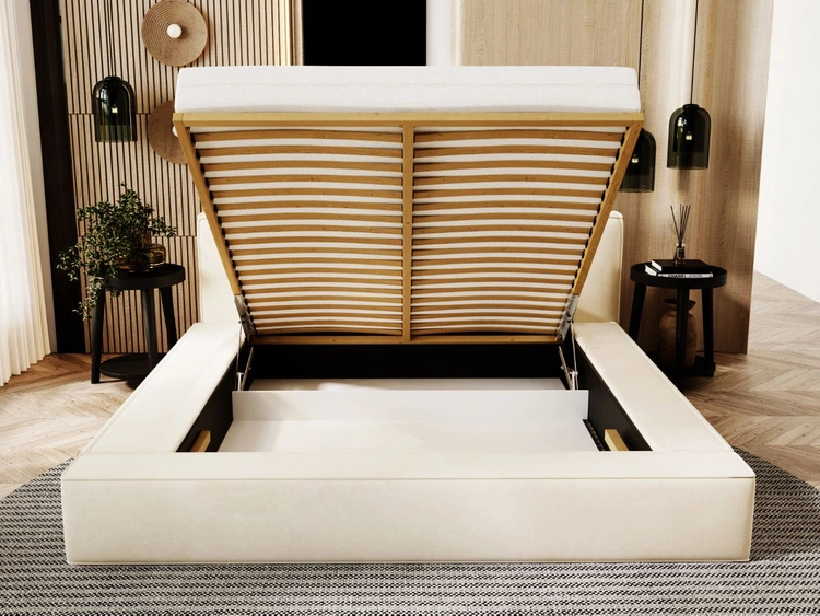 Łóżko tapicerowane z pojemnikiem i stelażem 140x200 Mali Zielone