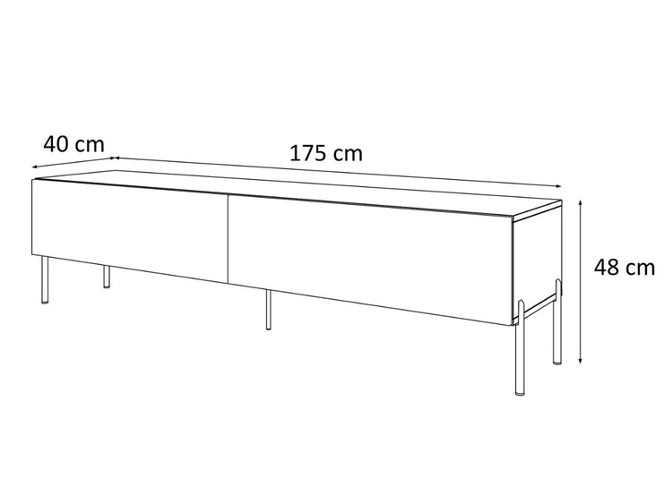 Szafka RTV dwudrzwiowa na czarnych nóżkach 175 cm z oświetleniem LED Sorelle Czarny mat