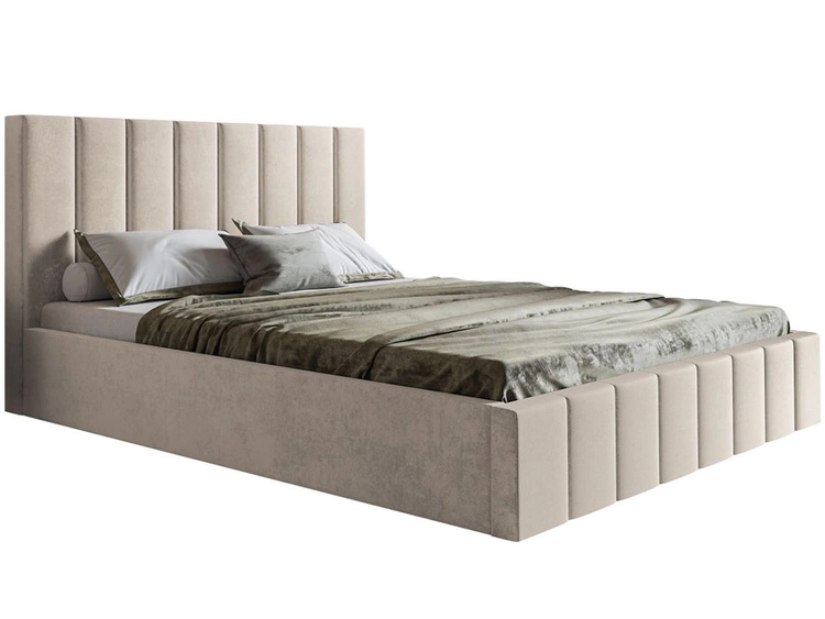 Łóżko tapicerowane z pojemnikiem i stelażem Siena 180x200 beżowy