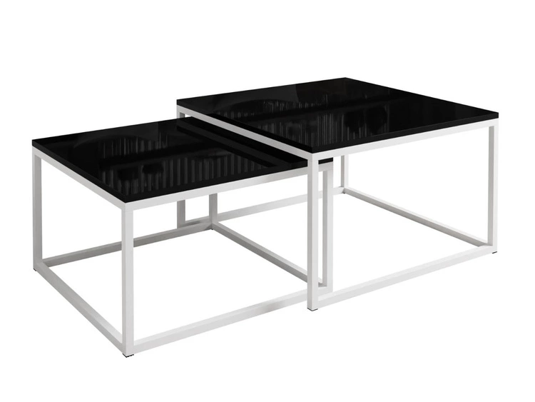 Stolik kawowy na białym stelażu Asumi Czarny Połysk 36x42
