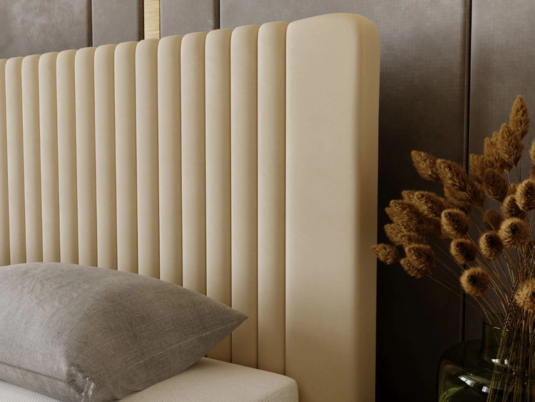 Łóżko tapicerowane z pojemnikiem i stelażem 180x200 Malmo Beżowe