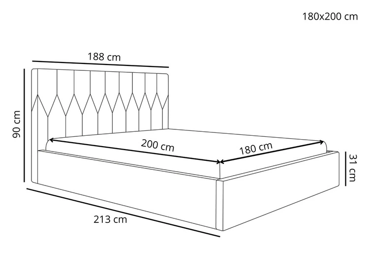 Łóżko tapicerowane z pojemnikiem i stelażem 180x200 Gaja Beżowe