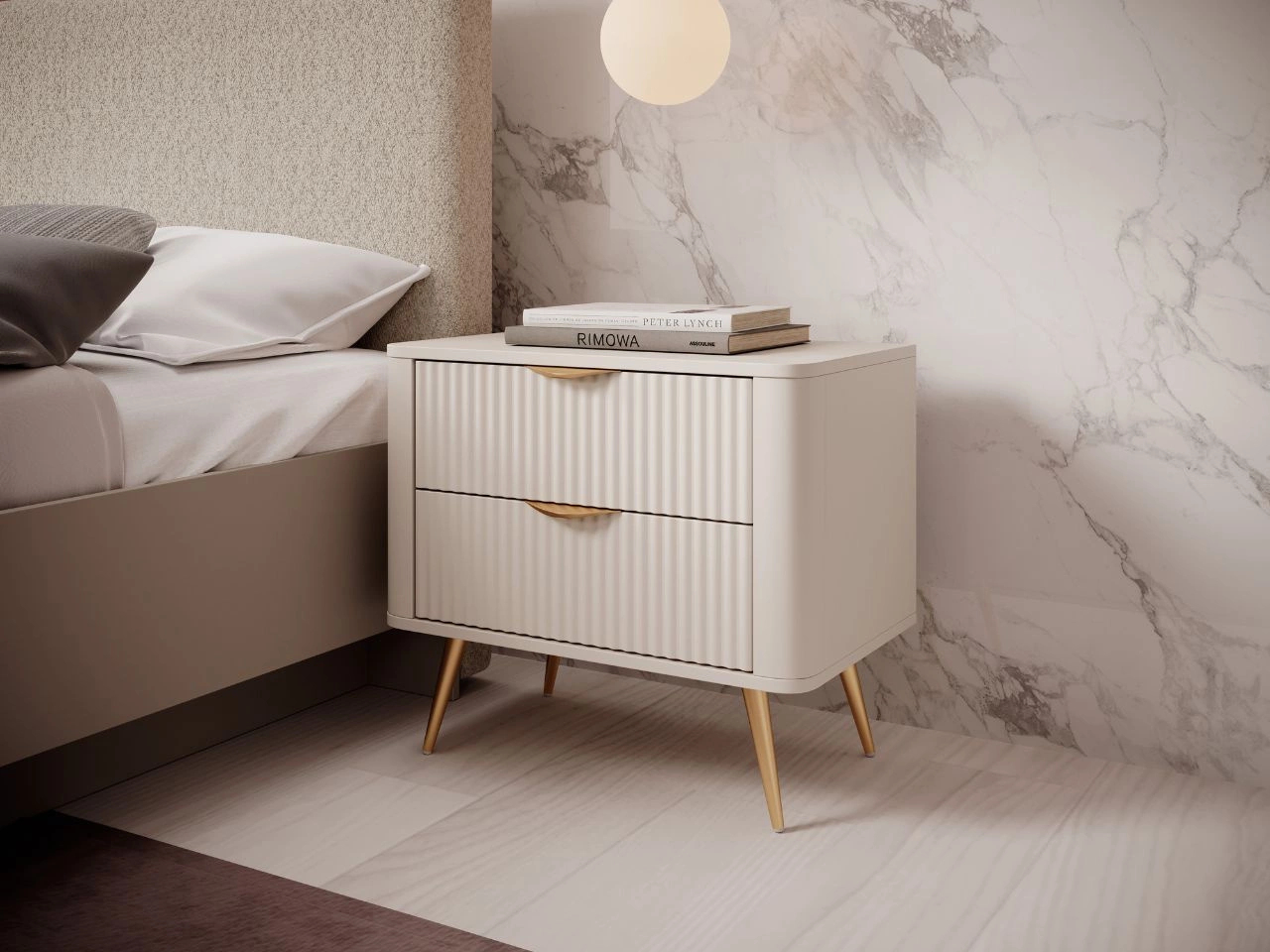 Stolik nocny z szufladami Latina Beżowy