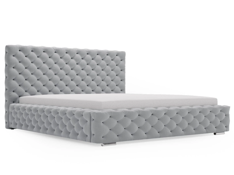 Łóżko tapicerowane z pojemnikiem i stelażem 140x200 Astra Szary