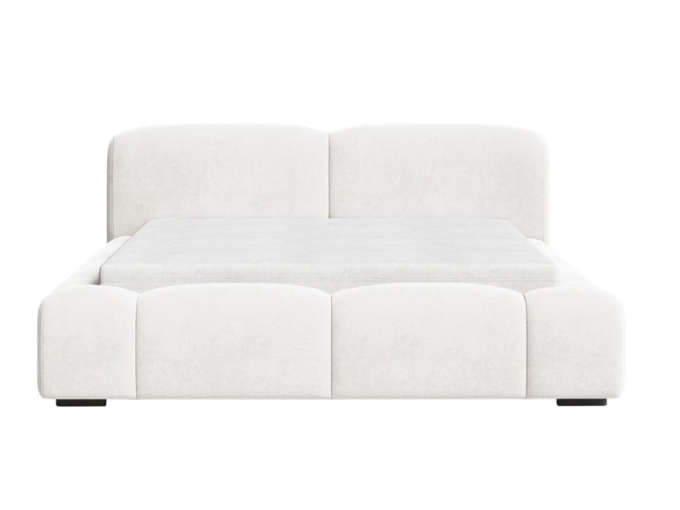 Łóżko tapicerowane z pojemnikiem i stelażem 140x200 Aubi Kremowe