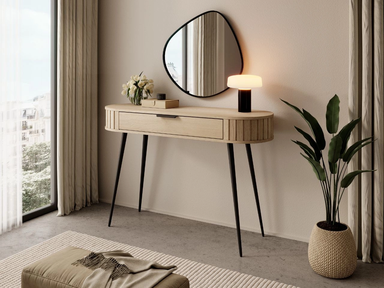 Toaletka z czarnymi metalowymi nogami Passione Dąb Cremona