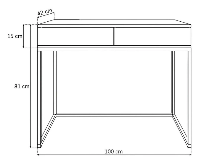 Konsola z szufladami, złotym stelażem i kryształowymi uchwytami Brisa czarny połysk