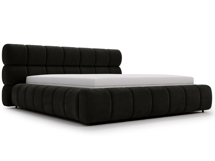 Łóżko tapicerowane z pojemnikiem i stelażem 160x200 Mellow Ciemny szary