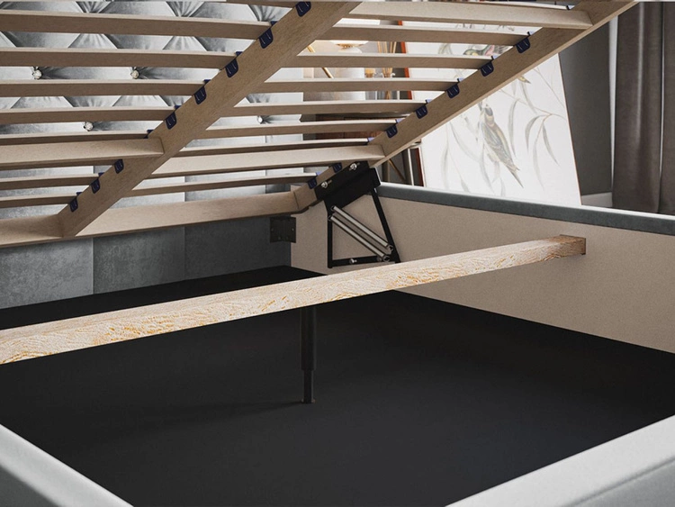 Łóżko tapicerowane z pojemnikiem i stelażem 120x200 Selva Ciemny szary