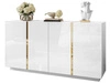 Czterodrzwiowa komoda 158 cm w stylu glamour Lunelie biały połysk