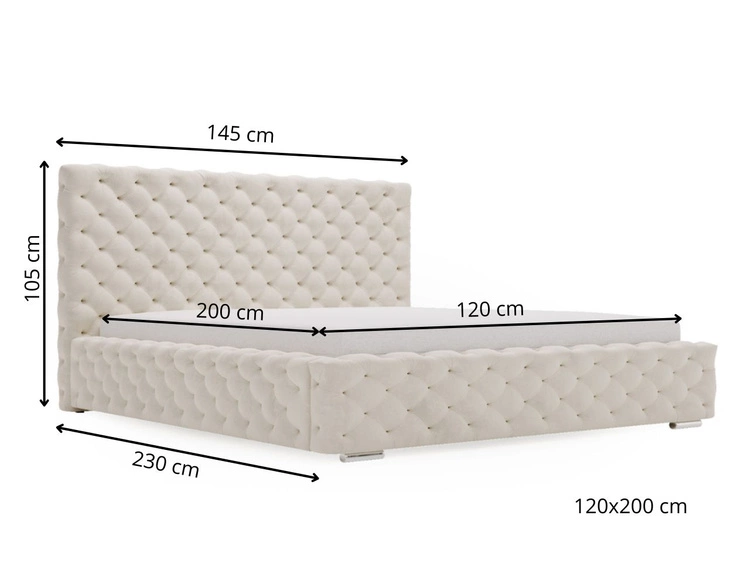 Łóżko tapicerowane z pojemnikiem i stelażem 120x200 Astra Beżowy