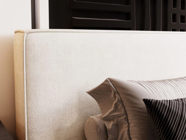 Łóżko tapicerowane z pojemnikiem i stelażem 140x200 Monaco Kremowe