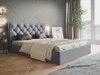 Łóżko tapicerowane z pojemnikiem i stelażem 180x200 Selva Jasny szary