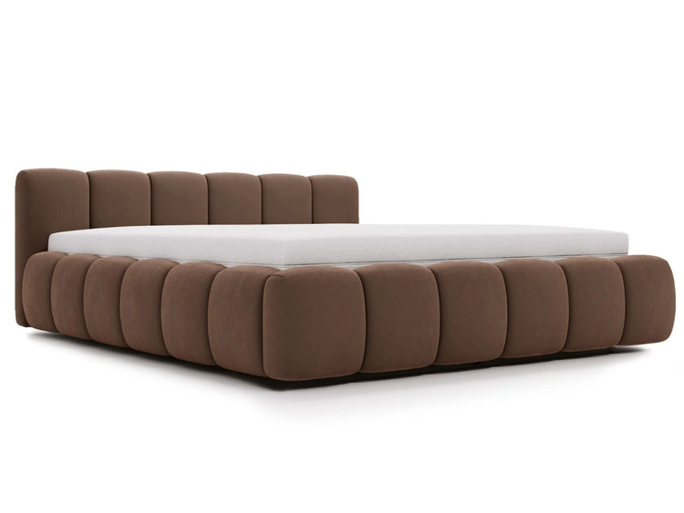 Łóżko tapicerowane z pojemnikiem i stelażem 120x200 Cloud Low brązowe