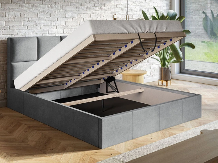 Łóżko tapicerowane z pojemnikiem i stelażem 120x200 Malo beżowe