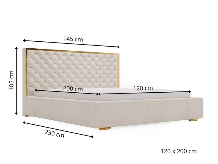 Łóżko tapicerowane z pojemnikiem i stelażem 120x200 Bonito Beżowy